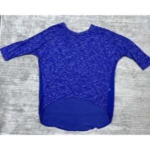 Freebird Womens Tunic Top Large Blue Heather Sheer Back 3/4 Sleeve